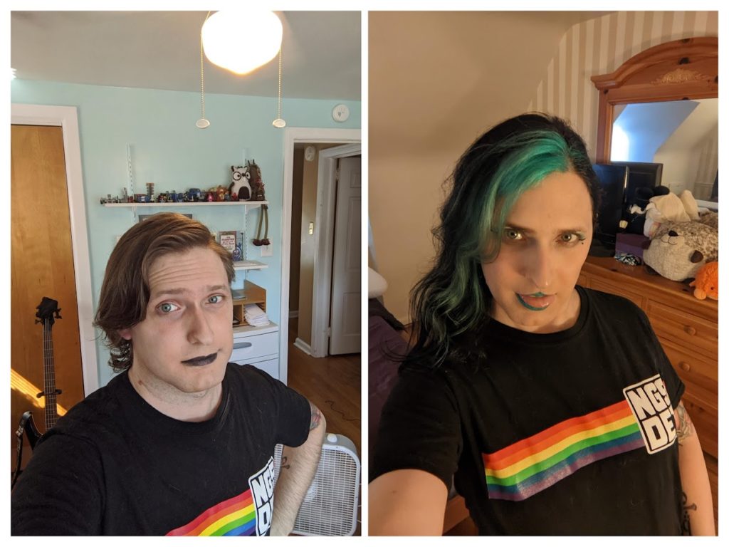 A side-by-side of my transition from the beginning to 2 years on HRT. 